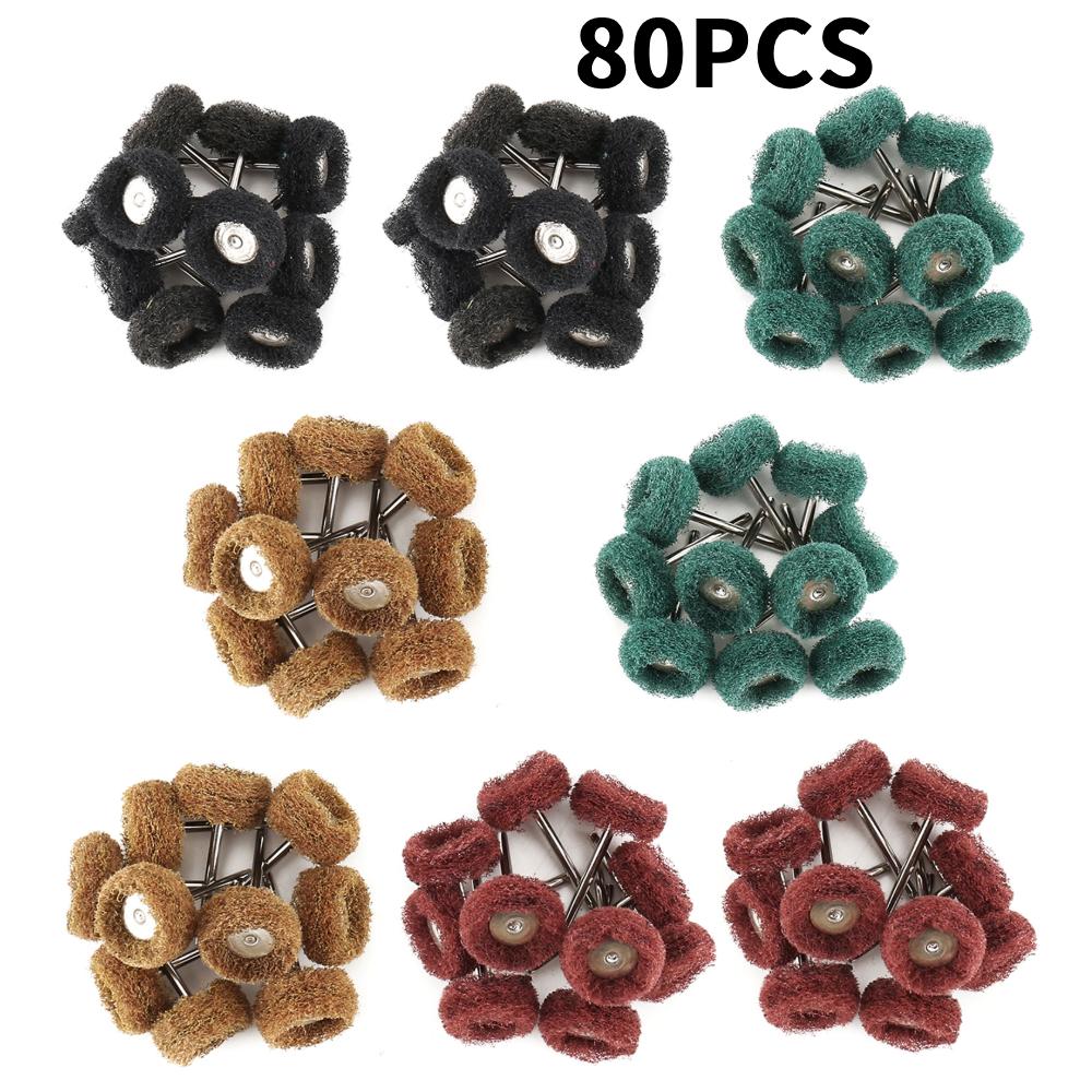 40/80 PCS Mini Drill Abrasive Brush Nylon Fiber 25mm Polishing Wheel 3mm Shank for Dremel Accessories Tools Glass Metal Buffing