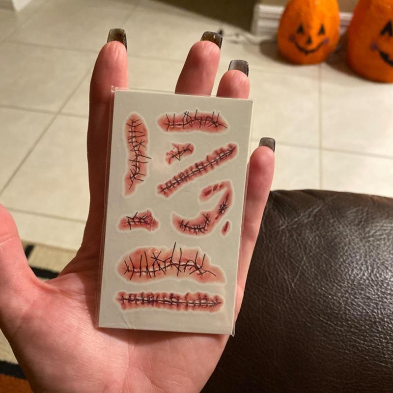 10 szt. Naklejka Tatuaż Halloween Horror Krwawa Rana Blizna Zombie Wodoodporne Tatuaże Tymczasowe DIY Impreza Body Art Makijaż Dzieci Dorosły