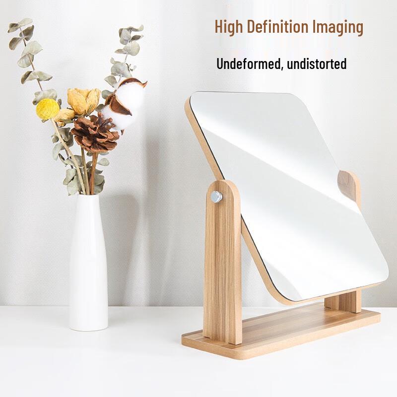 Aige Large Wooden Rotating Folding Makeup Mirror