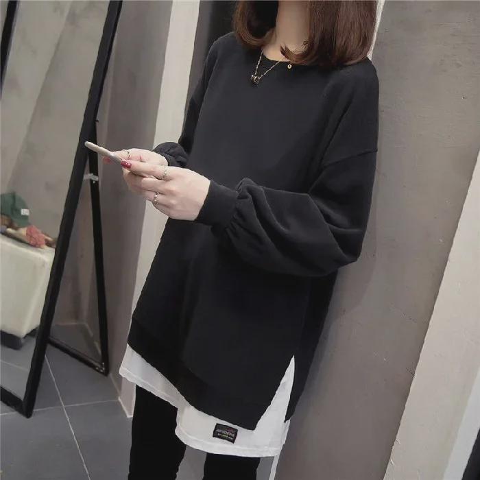 Women's Plus Size Layered Sweatshirt, Mid-Length Casual T-Shirt for Autumn/Winter 2025