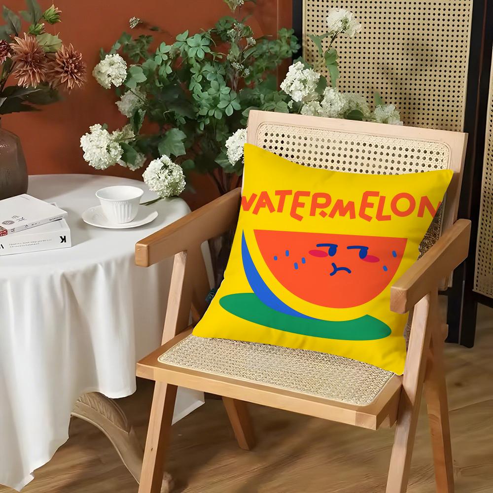 Cute Anime Fruit Cushion Cover Silky Short Plush Invisible Zipper Dustproof Sofa Pillow Case for Home Decor