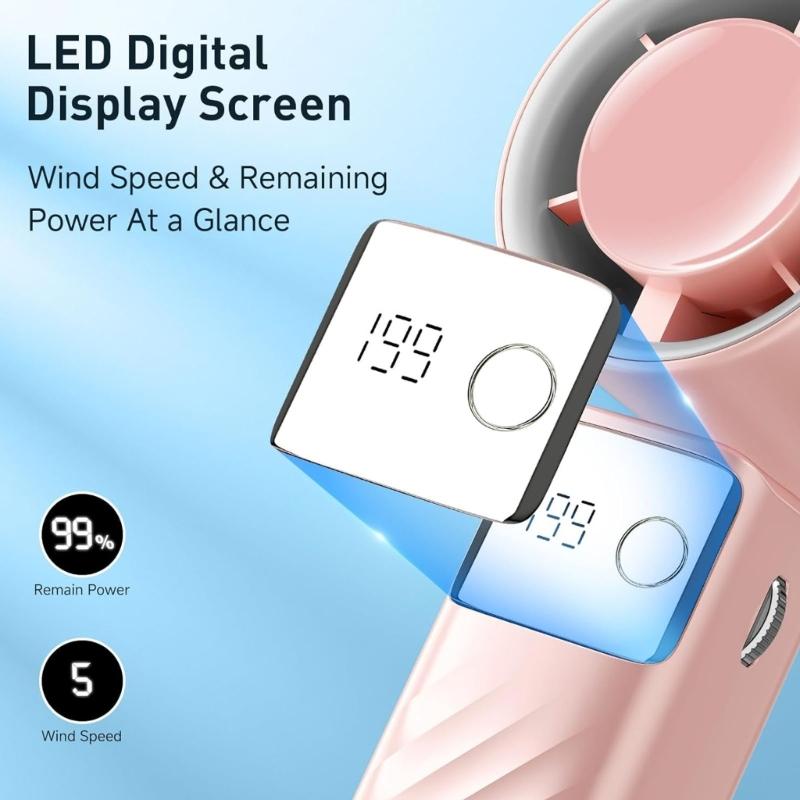 Multifuntional LED Display Fan Efficient Cooling Fan Quiet Powerful Fan 3000mAh Battery ABS Texture for Outdoor Travel
