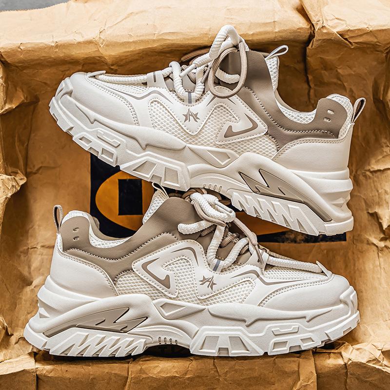 Men's Shoes New Summer Trend Versatile Mesh Breathable Dad Shoes Spring and Autumn Heightening Student Casual Sports Shoes