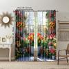 2 Pcs, Versatile Polyester Transparent Curtains For Home Decoration Garden View Floral Arch For Use In Bedrooms And Living Rooms