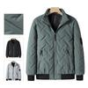 Men Coat Fashionable Solid Color Winter Jacket Zipper Closure Stand Collar Coat with Pockets for Autumn Winter