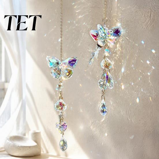 Sophisticated Birthday Gifts for Women Butterfly & Dragonfly Crystal Suncatcher, Colorful Rainbow Maker Prism Hanging Glamorous Crystals Indoor Decor