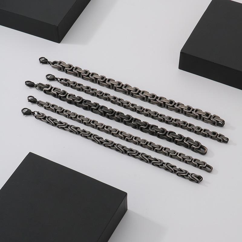Retro Black Cuban Chain Bracelet Necklace with Multiple Chains Options