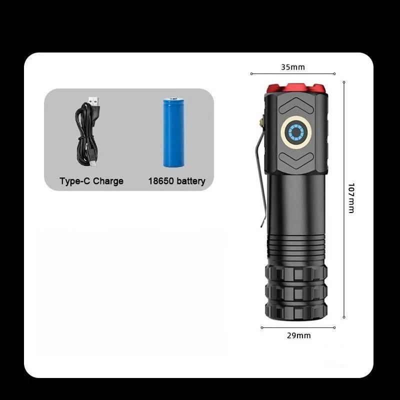 LED Strong Light Flashlight Rechargeable Multi Functional For Long Range Portable Outdoor Home Mini Flashlight Cap Clip Light