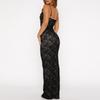 Summer Women's Sexy Lace Patchwork Long Dress Slim Strap Dress