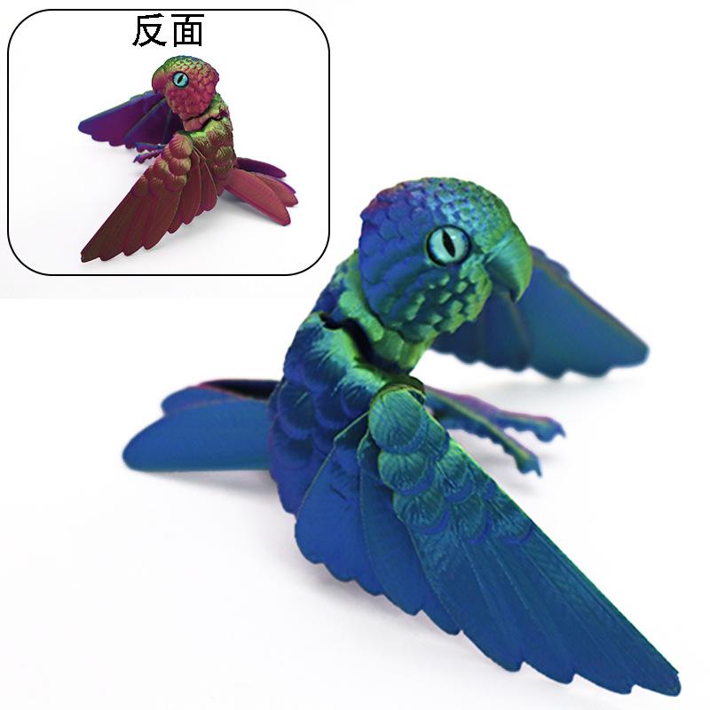 3D Printing Parrot Figures Multi-Joint Movable Simulation Animal Movement Model for Home Accessories Kids Gift Room Decoration