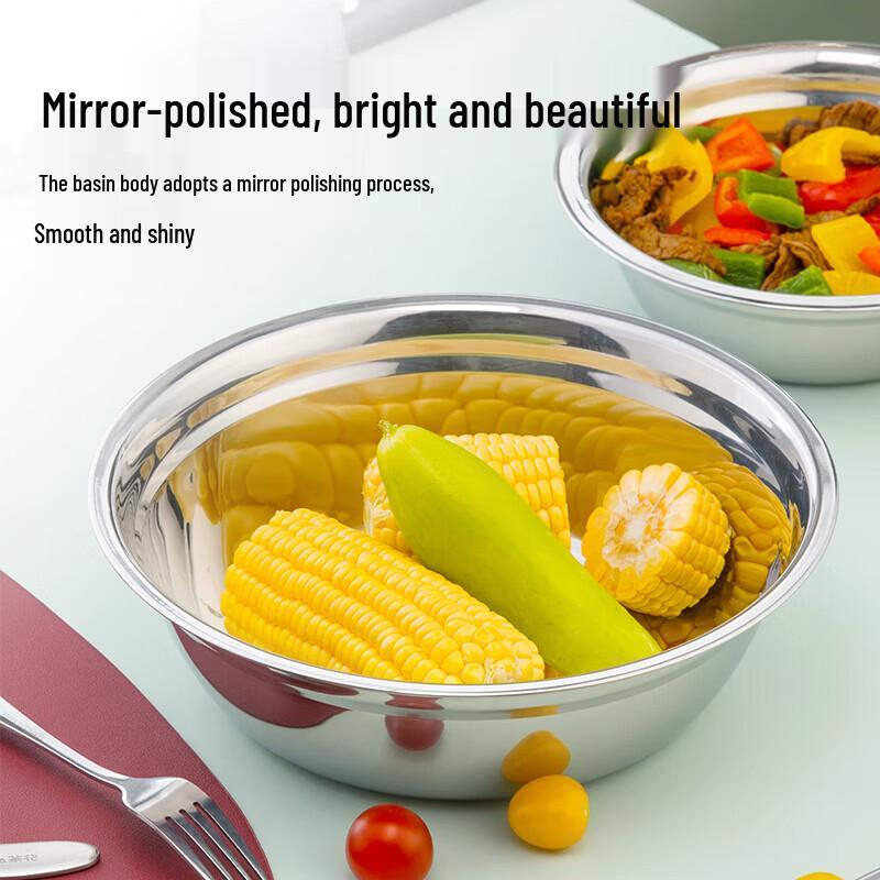 CHAHUA Deluxe Stainless Steel Thickened Round Basin 4-Piece Set