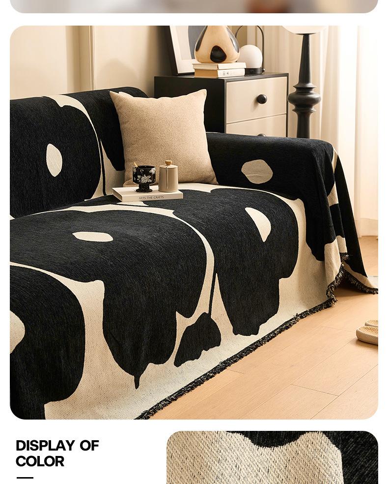

Chenille Sofa Towel for living room French Style home decoration Sofa Cover Couch Cover Tassel edge 90x90cm чёрный