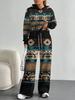European And American Autumn And Winter Casual Long-Sleeved Suit Women'S Bohemian Hooded Sweater Trousers Two-Piece Set