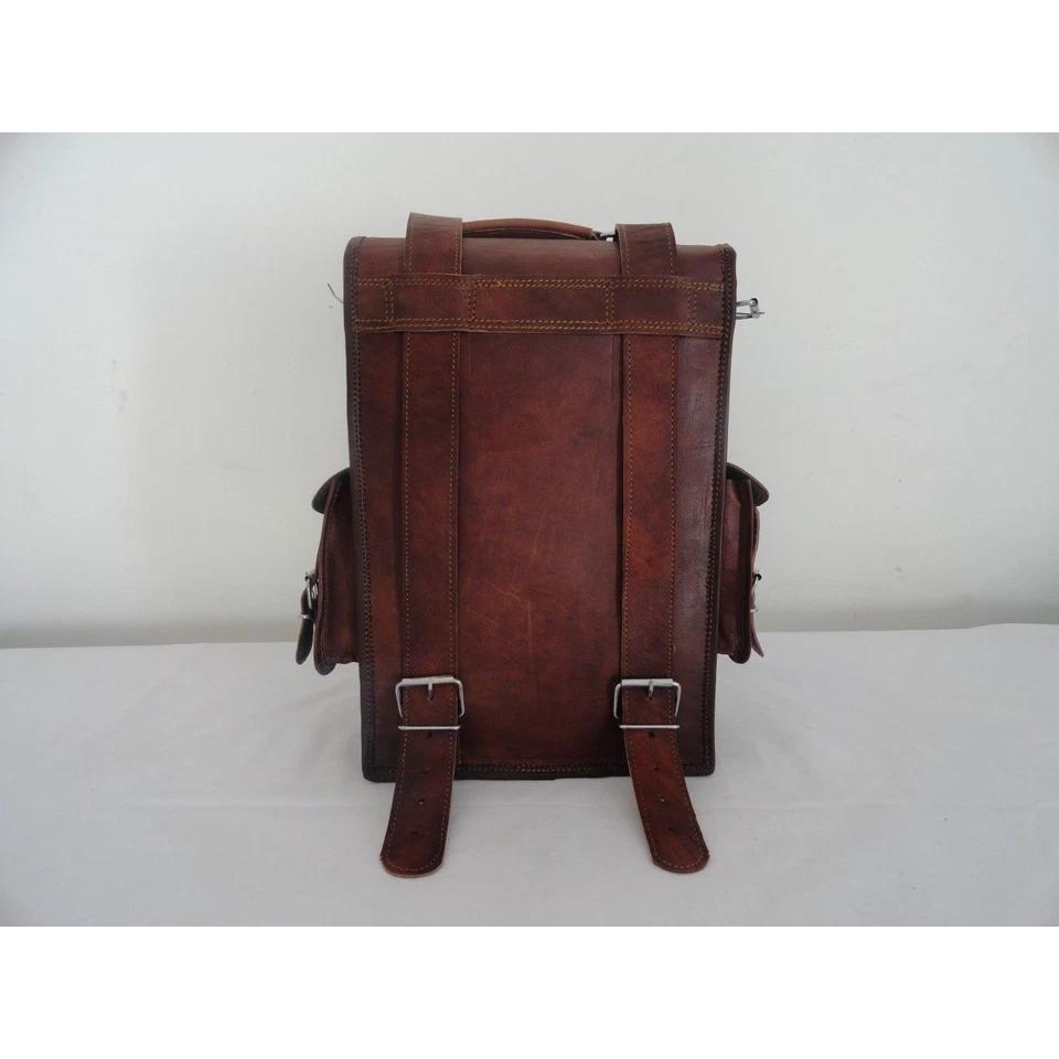 Echter Vintage Brauner Leder Rucksack Umhängetasche Herren Schulterrucksack Tasche