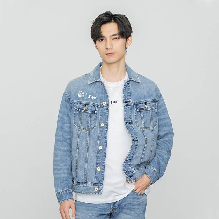 Lee SS22 Crane Cloud Pattern Heavy Embroidery Denim Jacket Men jackets Medium-Blue LMT0016456VG00FA00510