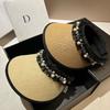 Summer Vinyl UV Protection Sun Hat Pearl Lace Sun Protection Empty Top Hat Outdoor Grass Woven Sun Hat