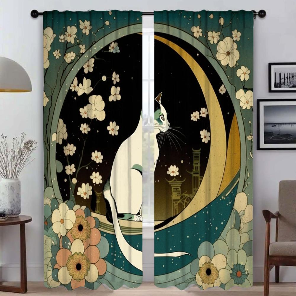 

Элегантные шторы для комнаты для кошки с камерой, тюль для спальни, штора блэкаут, противомоскитные шторы, 2 штуки, шторы, перегородка для гостиной W50xH70cmx2pcs-CL