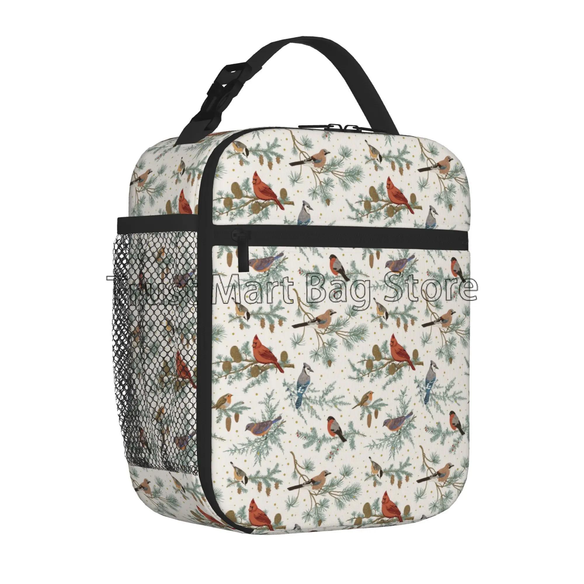 

Vintage Tree Cardinal Insulated Lunch Bag Reusable Waterproof Cooler Thermal Bento Tote for Women Boys Girls Work School Picnic