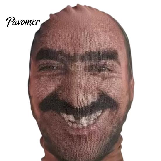 Stretchy Breathable Mask Funny Realistic Printed Face Balaclava Mask, See‑Through Mesh Full Unique Portrait Pattern Hood, for Halloween Cosplay