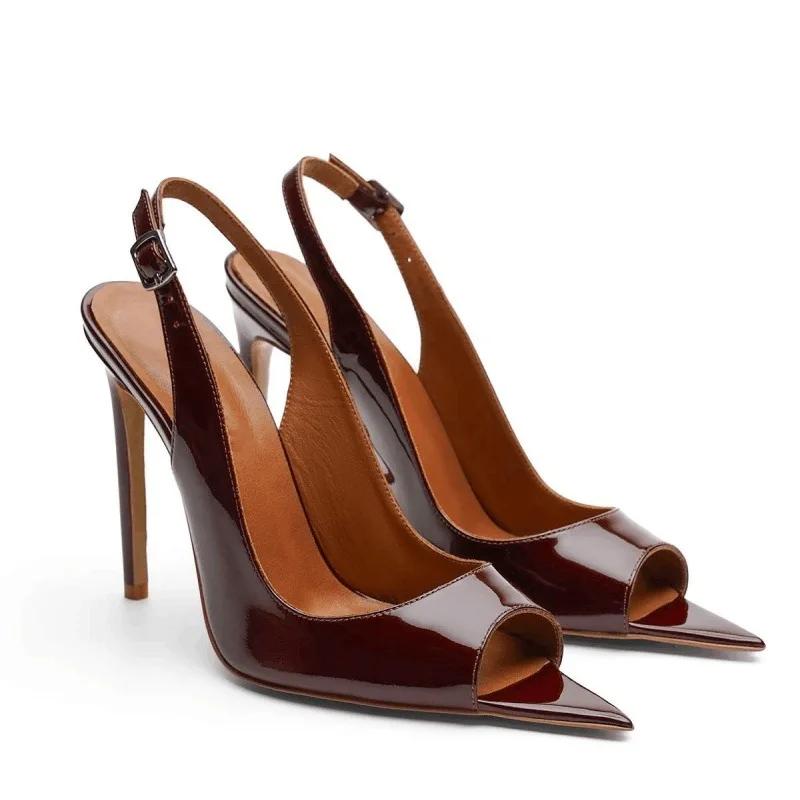 Fashion Fashion Pointed High-heel Women's Sandals Summer European American Roman Buckle Commuting Shopping Slim Heeled Women Shoes 34-45