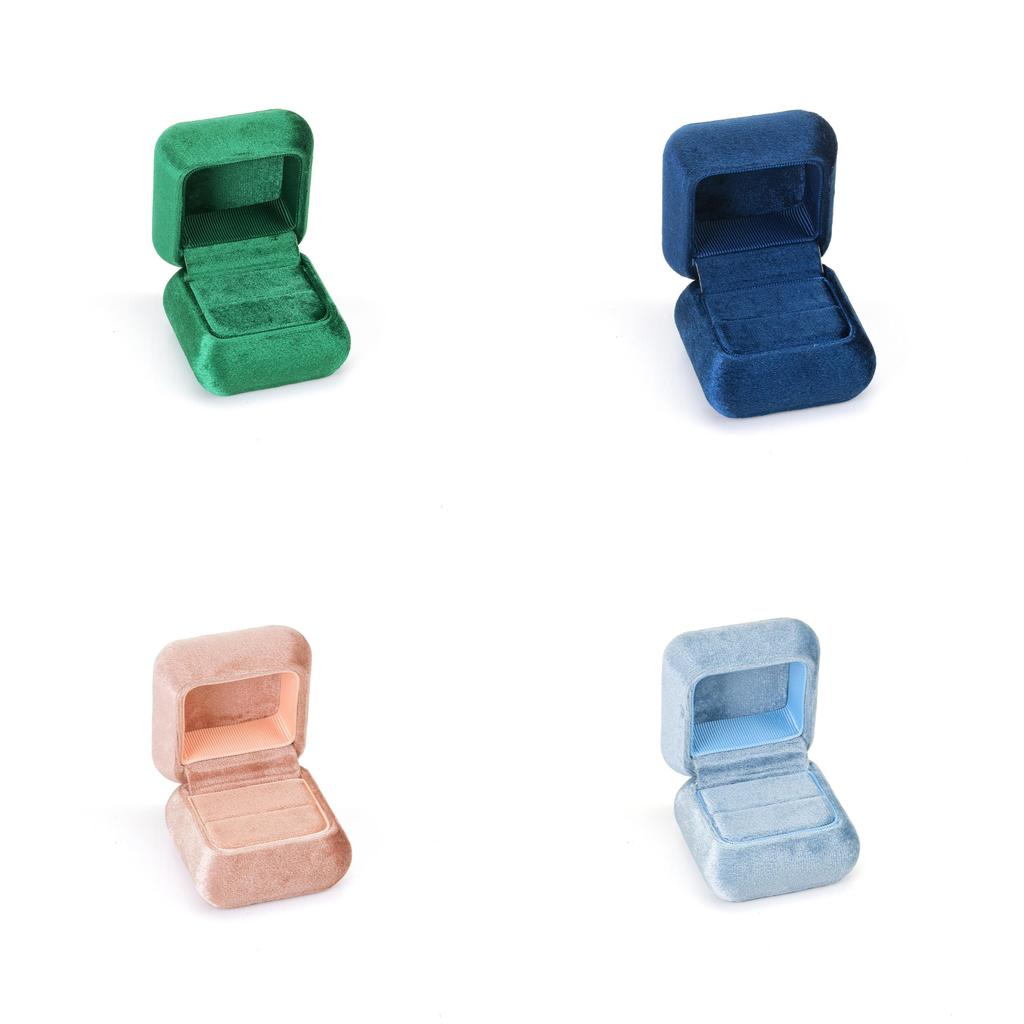 Velvet Ring Box With Rounded Edges For Jewelry Packaging Gift For Engagement