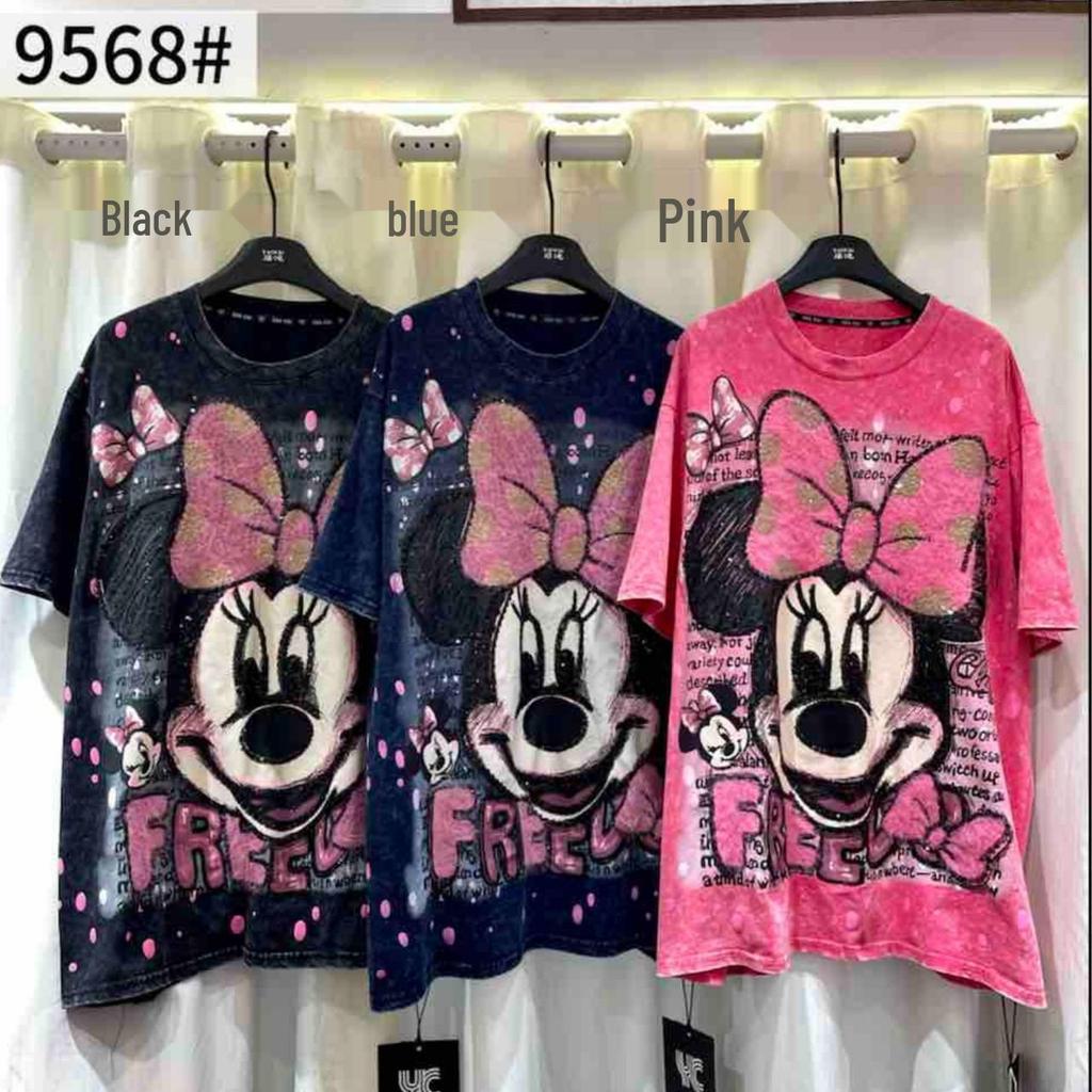 2026 Spring/Summer Plus Size Cartoon Embroidery Loose Tee for Women
