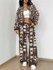 Grid New Autumn And Winter New European And American Women'S Clothing Striped Printing Suit Women