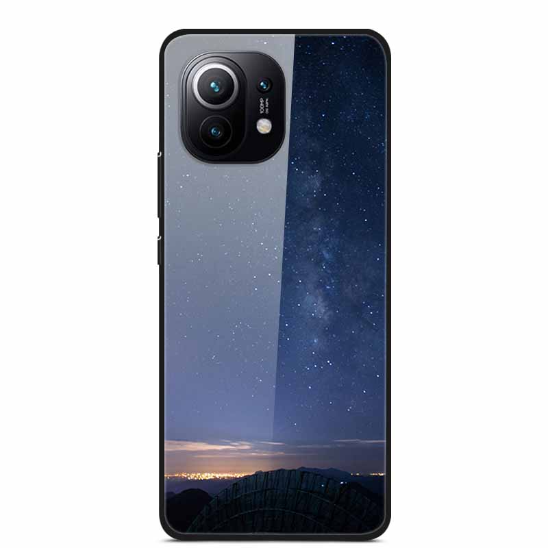 Glass Back Cover For Xiaomi 11 Lite 5G NE Case Soft Edge Hard Tempered Glass Case For Xiaomi Mi 11 Lite 5G NE Phone Case Coque