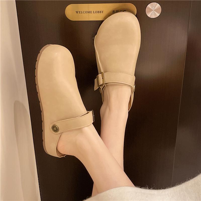Low Slippers Platform Shoes Slides Cover Toe Loafers Slipers Women Pink 2025 Rubber PU Hoof Heels Fabric Rome Spring