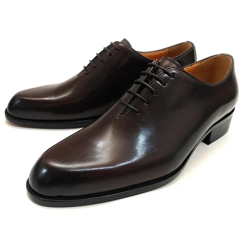 Fashion Successful Men's Leather Shoes High Quality Handmade Oxford Casual Business Office Work Shoes For Gentalman Lace Up Comfortable