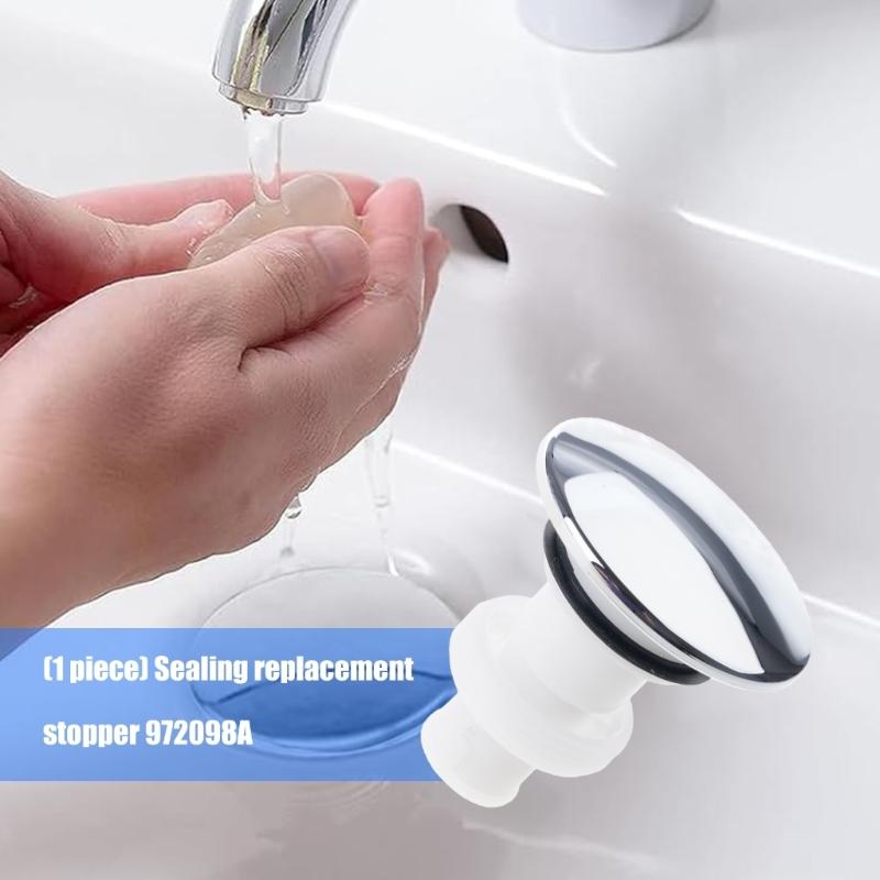 Plastic Popups Drain Stoppers 972098A Push Down Drain Stoppers for Secure Seal & Easy Installation In Bathrooms