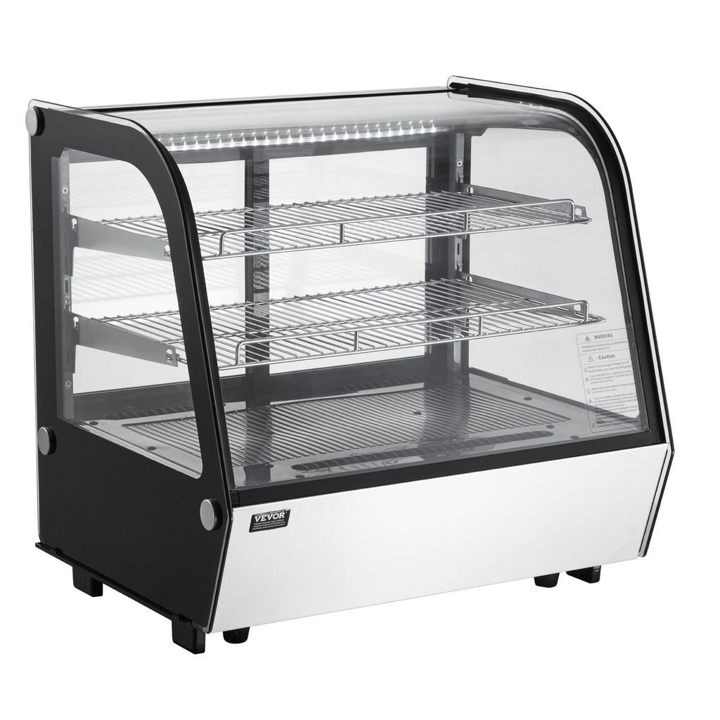 VEVOR Refrigerated Display Case, 4.2 Cu.Ft./115L Countertop Pastry Display Case, 2-Tier Commercial Display Refrigerator with LED Lighting
