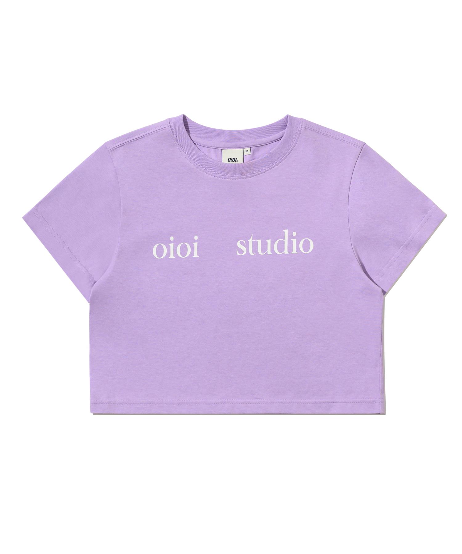 Oioi Collection Layered Logo Crop T-Shirt_Light Purple S