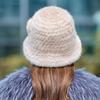 Mink fur straw hat children's autumn and winter hat fisherman hat fashion warm basin hat new woven elegant hat