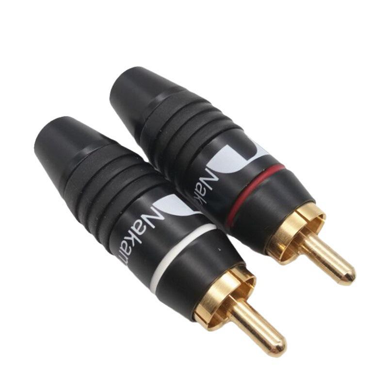 Middle Way Gold-Plated RCA Lotus Male Audio Plug - All Black DIY Terminal