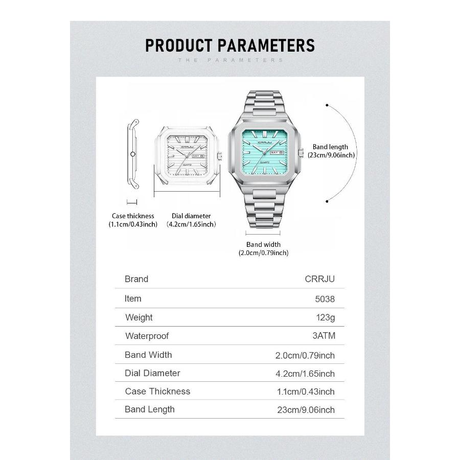Men's Casual Stainless Steel Watch Analog Quartz Watch with Day and Date Classic Waterproof Dress Watch for Men