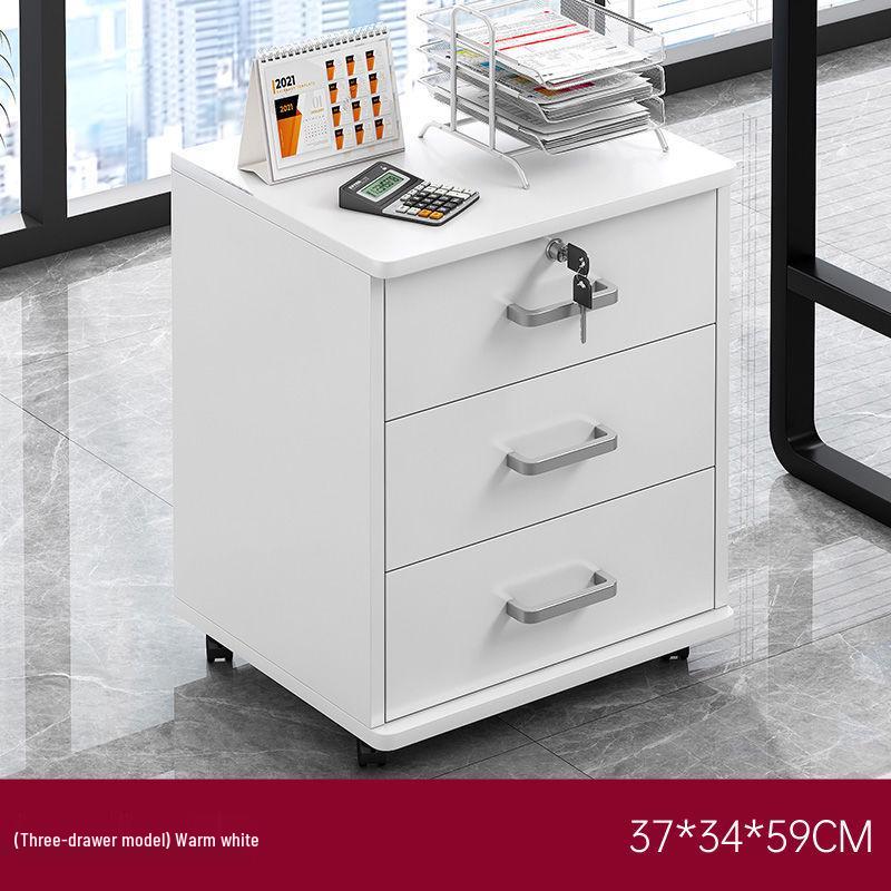 Wooden Office Filing Cabinet with Lock and Under-Desk Storage