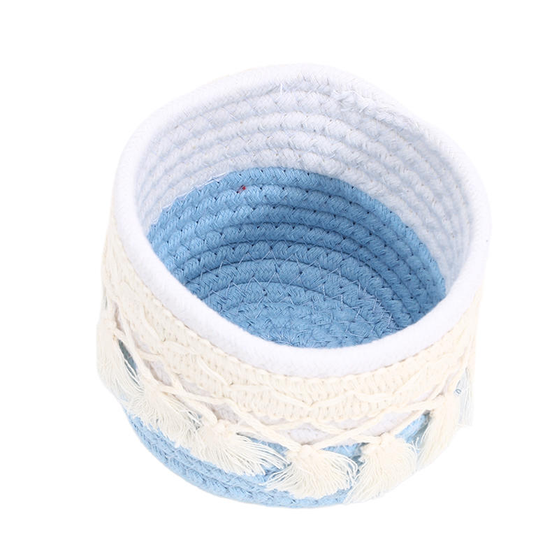 Kosmetický úložný košík Bavlněný pletený držák na štětce na make-up Dekorace do ložnice Organizér Pouzdro Stolní drobnosti Úložný box s třásní