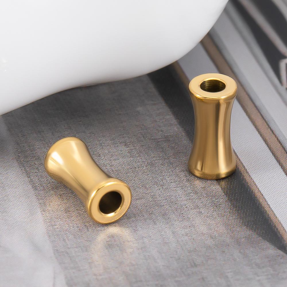 10pcs Stainless Steel Spacer Loose Bead Big Hole Beads Bamboo Drum Columnar Charm Pendant Bracelet Necklace DIY Jewelry Making