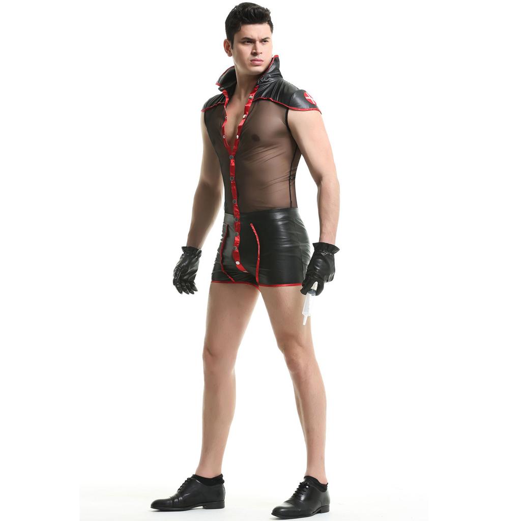Men's Sex Uniform Suit, Men's Men's Nurse Uniform, Perspective Mesh Yarn, Role-playing Game Uniform