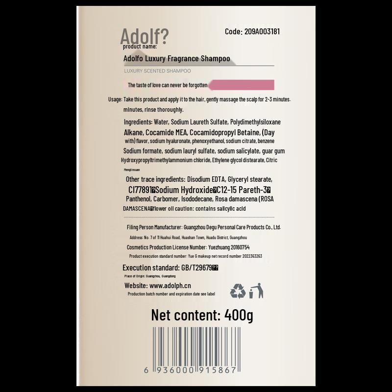 Adolph Luxury Fragrance Shampoo