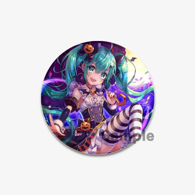32/44/58mm Cute Cartoon Figure Miku Brooches Cosplay Singer Exquisit Badge for Collar Backpack Hat Accessory Handmade Pin Gift