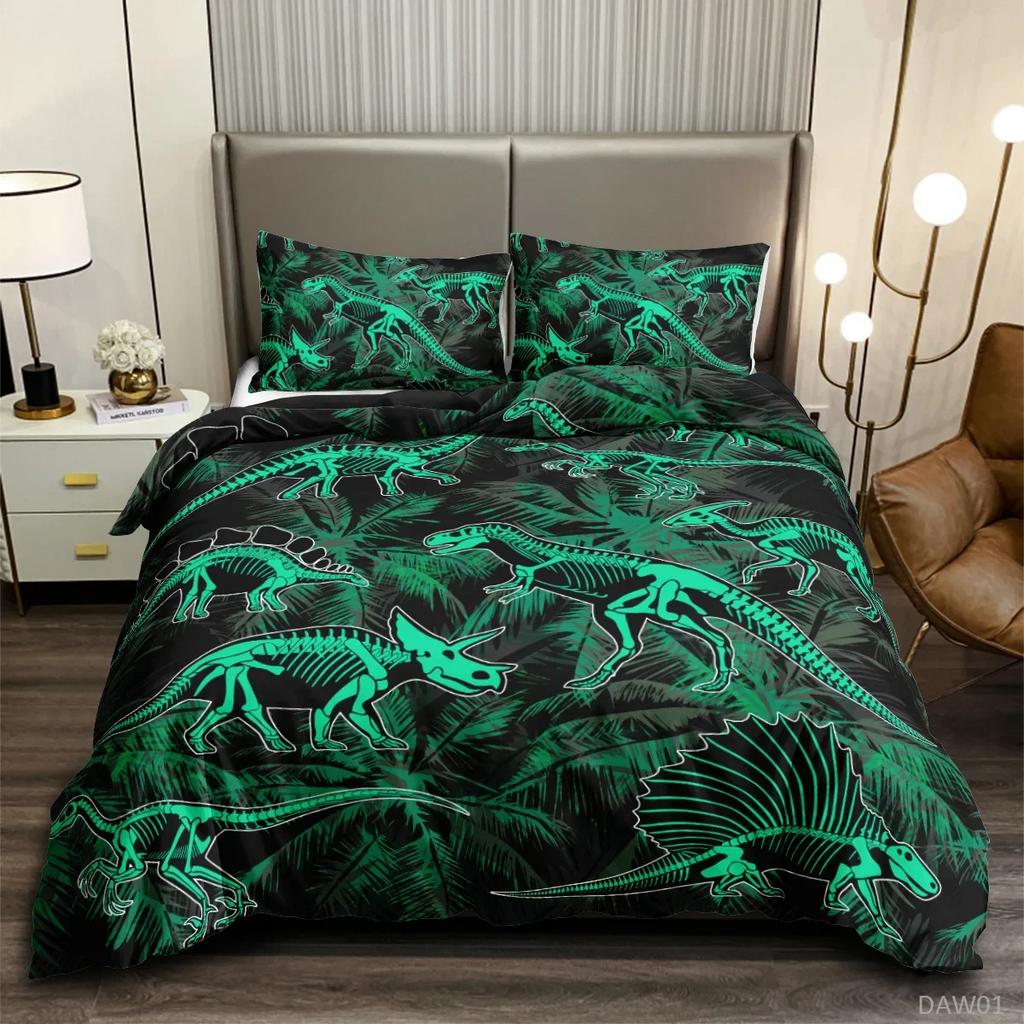 Print Dinosaur Bone Skeleton Child Soft Duvet Cover Beding Set Microfiber Fabric Bedrom Quilt Set featuring Pilowcases Double Single