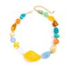 Colar Boho, Gargantilha Colorida de Contas de Resina, Colar Irregular Retrô para Mulheres, Joias Boho de Verão