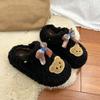 Cute Baotou Heightening Fleece Cotton Slippers Women's 2025 Autumn and Winter New Internet Celebrity Cartoon Fluffy Slippers Women's Outer Wear