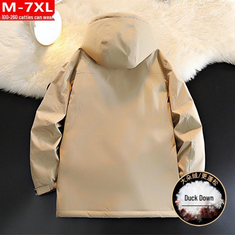 Men's Plus Size Hooded Padded Down Jacket - Fleece Lined, Thick, Warm, and Cold Resistant Winter Coat