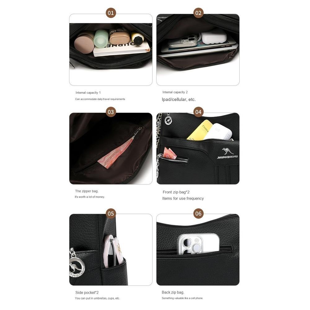 Lightweight Large Capacity Faux Leather Multipurpose Storage Bag for Daily Use