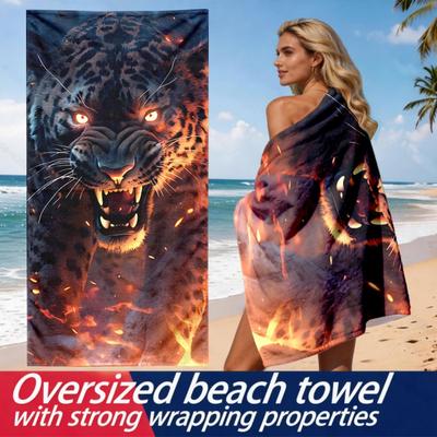 Dunkle Flamme Panther-Stil Polyester Mikrofaser Strandtuch Ist Hoch Saugfähig, Geeignet Für Schwimmen Und Strand Ausflüge