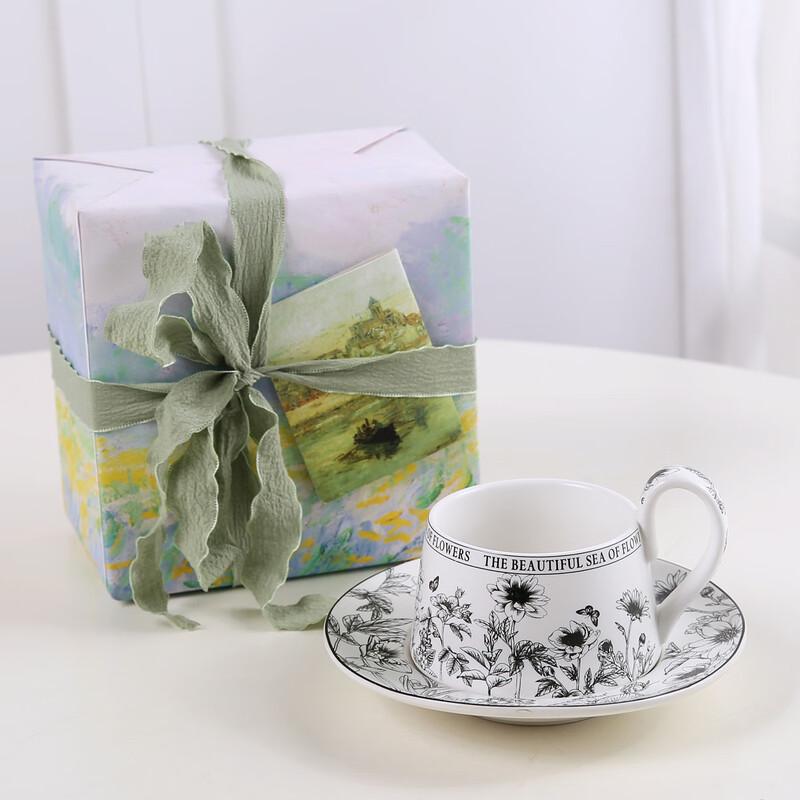 Butterfly Black Ceramic Coffee Cup & Saucer Set