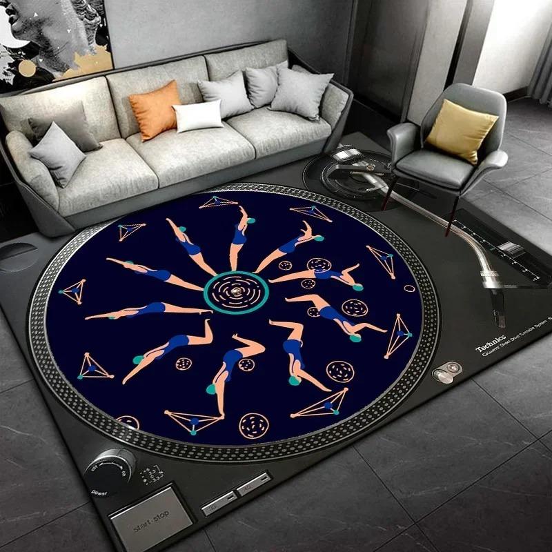 

Retro Disc Player Vinyl Records Pattern Carpet for Bedroom Home Decor Living Room Mat Music Classroom Music Lover Rugs Carpets 40X60CM